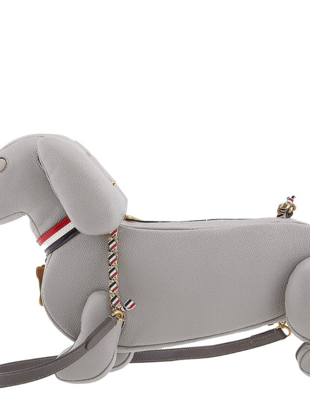HÉCTOR Thom Browne Gray Dachshund-Shaped Leather Crossbody Bag with Gold - Picture 4 of 11